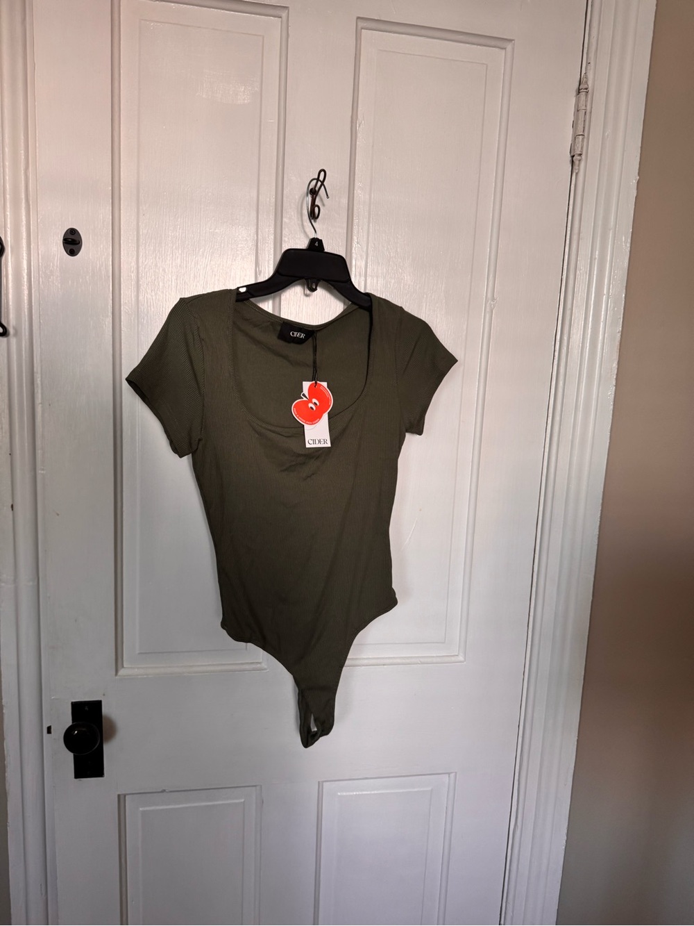 Cider Olive Scoop Neck Short Sleeve Bodysuit NWT